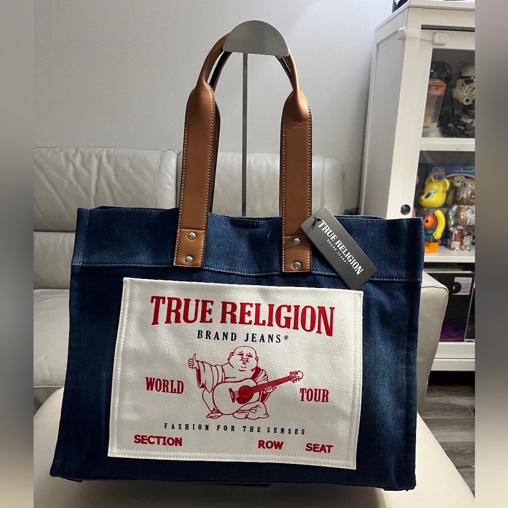 NWT - True Religion Women's Large Denim Tote Bag